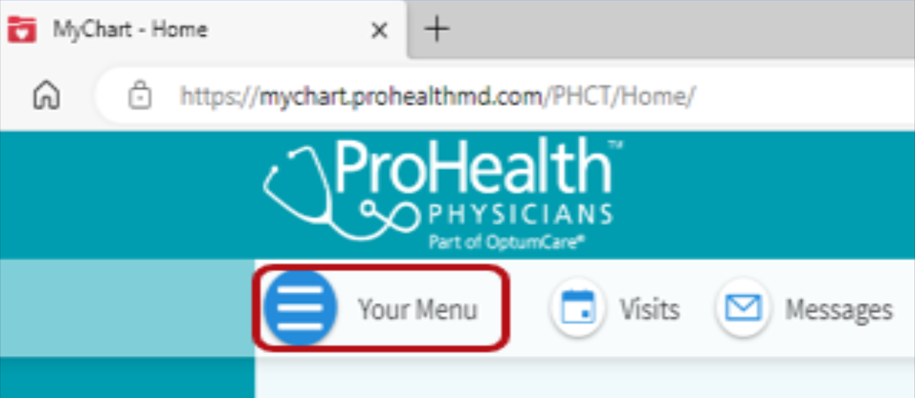 Location of the Your Menu button